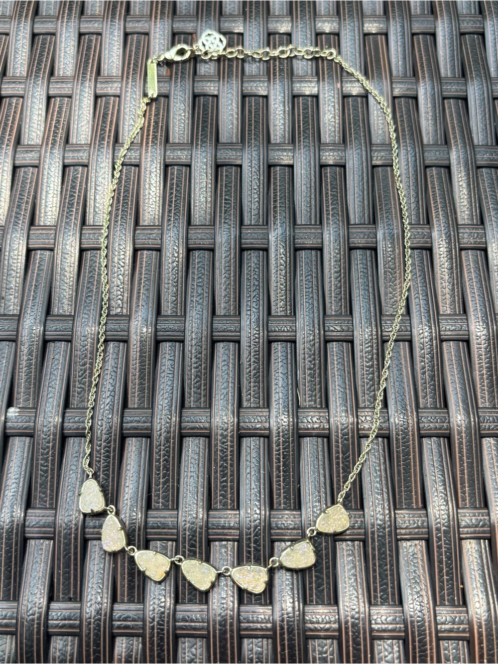 Kendra Scott Susanna Druzy Collar Multi Stone Iridescent Necklace Gold Tone